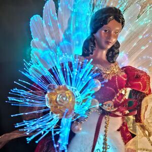 NWB African American Fiber Optic Angel Tree Topper LED Christmas Ethnic READ